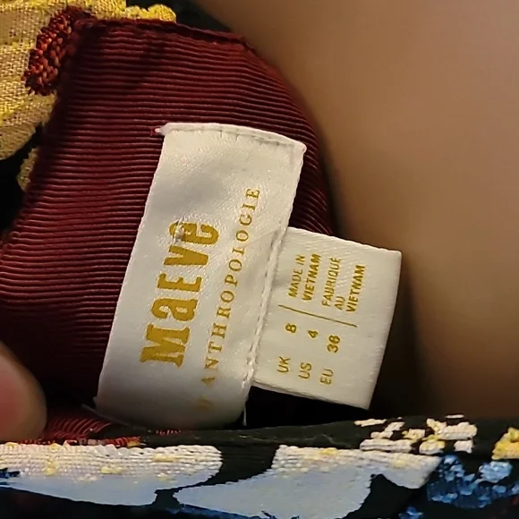 Maeve Antropologies Floral Square-Neck Sundress in Black and Yellow - Picture 6 of 6